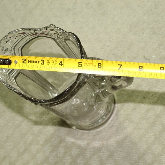 STUNNING! Vintage Floral Uranium Green Glow Depression Glass  11" Pitcher - Picture 5 of 11